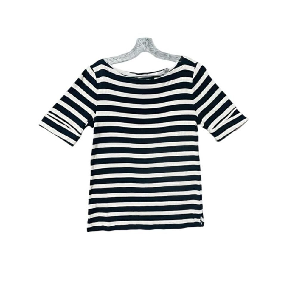 Ralph Lauren Women's short sleeve navy blue white striped cotton - L